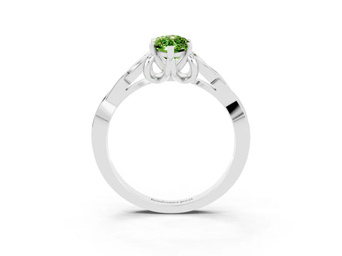 White gold Marquise Cut Peridot Solitaire Celtic Knot Ring with Four-Prong Setting_15