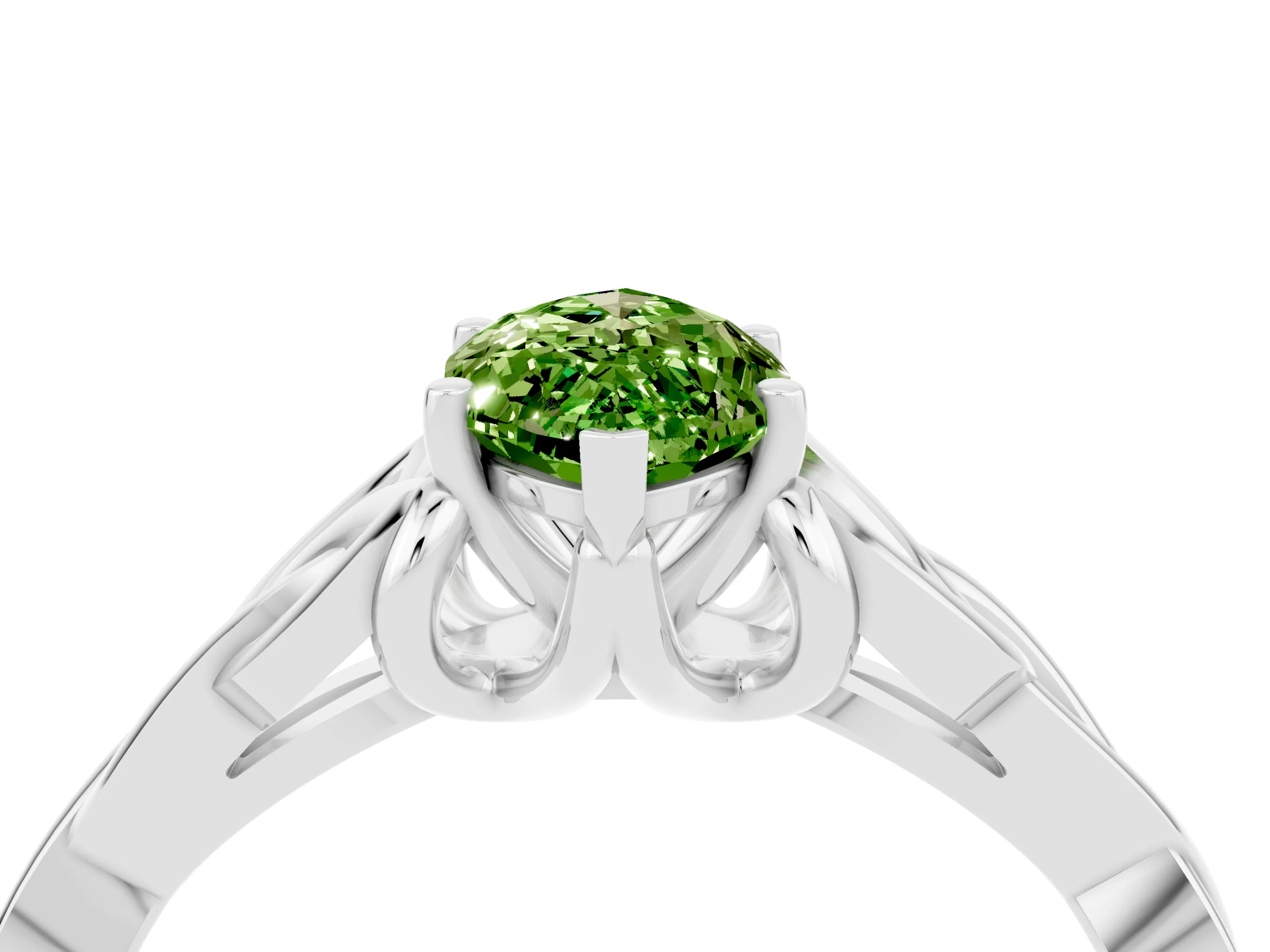 White gold Marquise Cut Peridot Solitaire Celtic Knot Ring with Four-Prong Setting_16