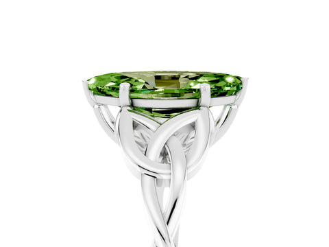 White gold Marquise Cut Peridot Solitaire Celtic Knot Ring with Four-Prong Setting_17