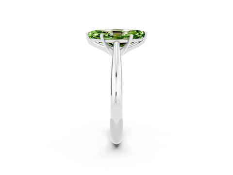 White gold Marquise Cut Peridot Solitaire Engagement Ring with Cathedral Setting and Four-Prong Mount_14