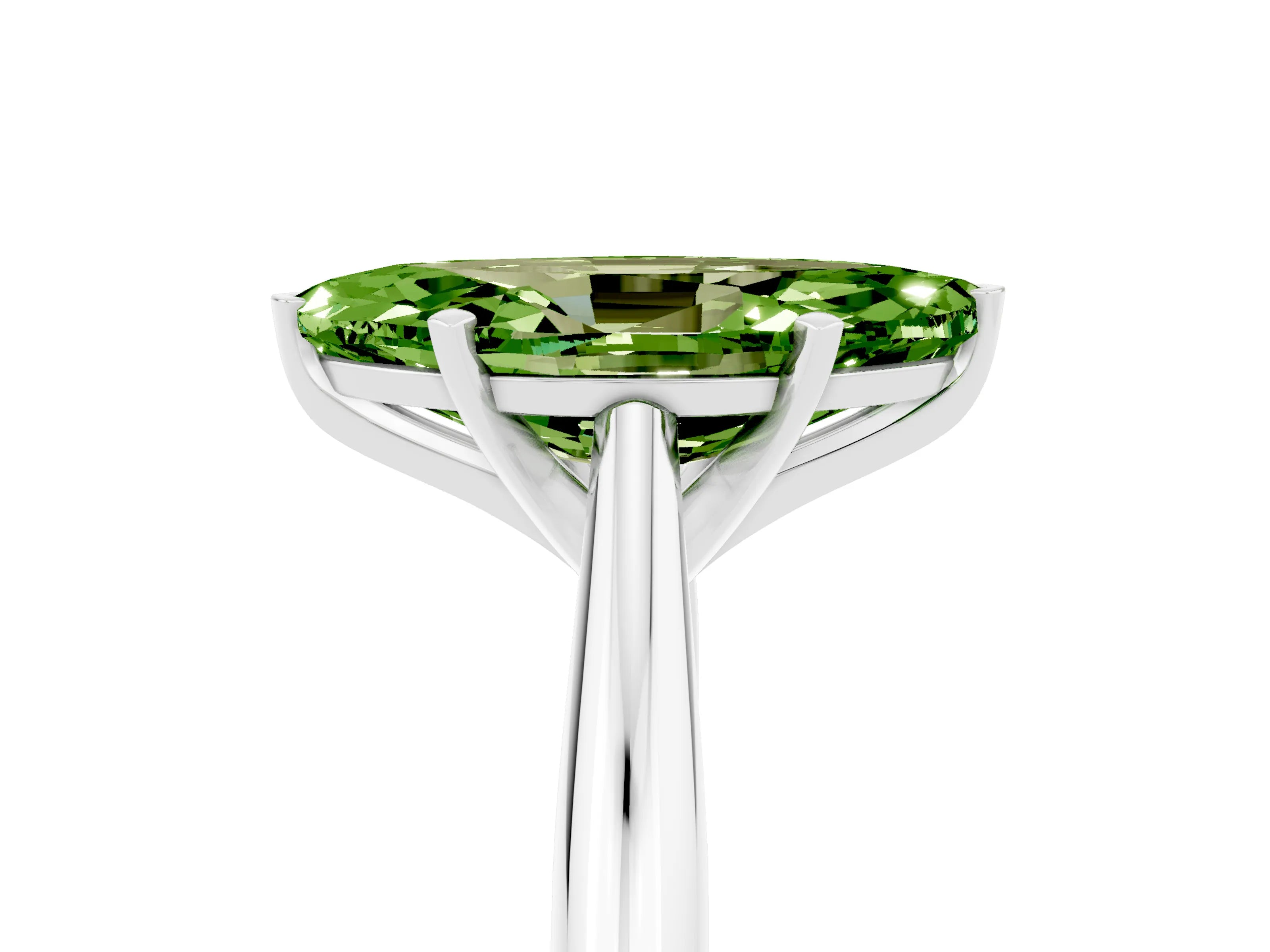 White gold Marquise Cut Peridot Solitaire Engagement Ring with Cathedral Setting and Four-Prong Mount_17
