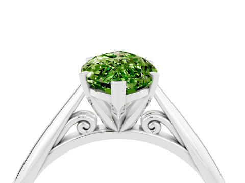 White gold Marquise Cut Peridot Solitaire Engagement Ring with Cathedral Setting and Four-Prong Mount_28