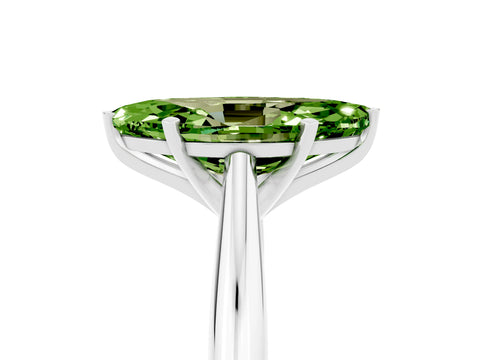 White gold Marquise Cut Peridot Solitaire Engagement Ring with Cathedral Setting and Four-Prong Mount_29