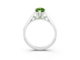 White gold Marquise Cut Peridot Solitaire Engagement Ring with Cathedral Setting and Four-Prong Mount_39