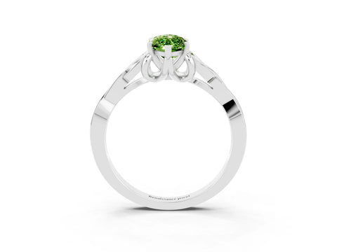 White gold Marquise Cut Peridot Solitaire Engagement Ring with Celtic Knot Band and Four-Prong Setting_3