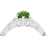 White gold Marquise Cut Peridot Solitaire Engagement Ring with Celtic Knot Band and Four-Prong Setting_4