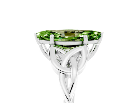 White gold Marquise Cut Peridot Solitaire Engagement Ring with Celtic Knot Band and Four-Prong Setting_5