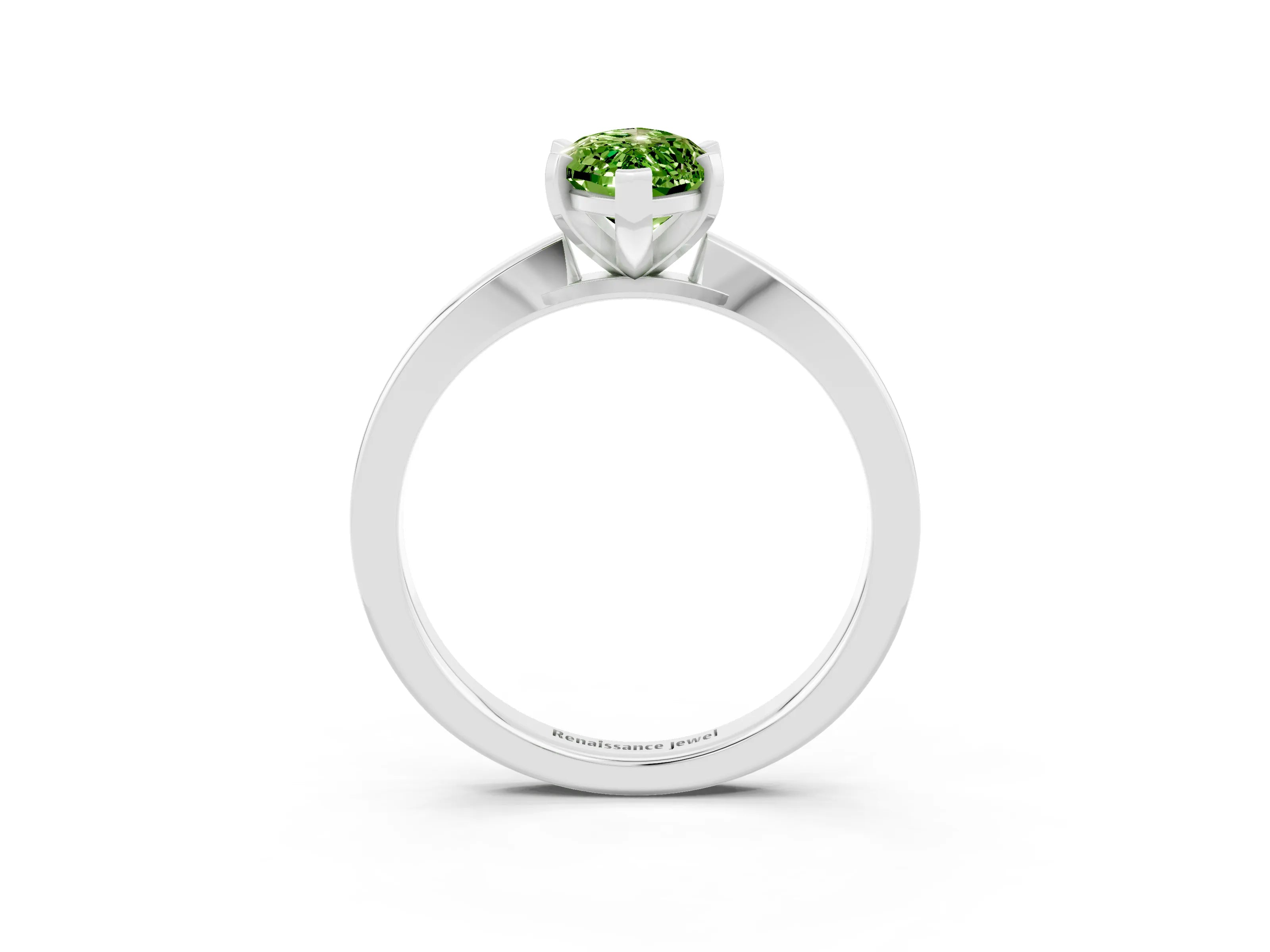 White gold Marquise Cut Peridot Solitaire Engagement Ring with Classic Band and Four-Prong Setting_27