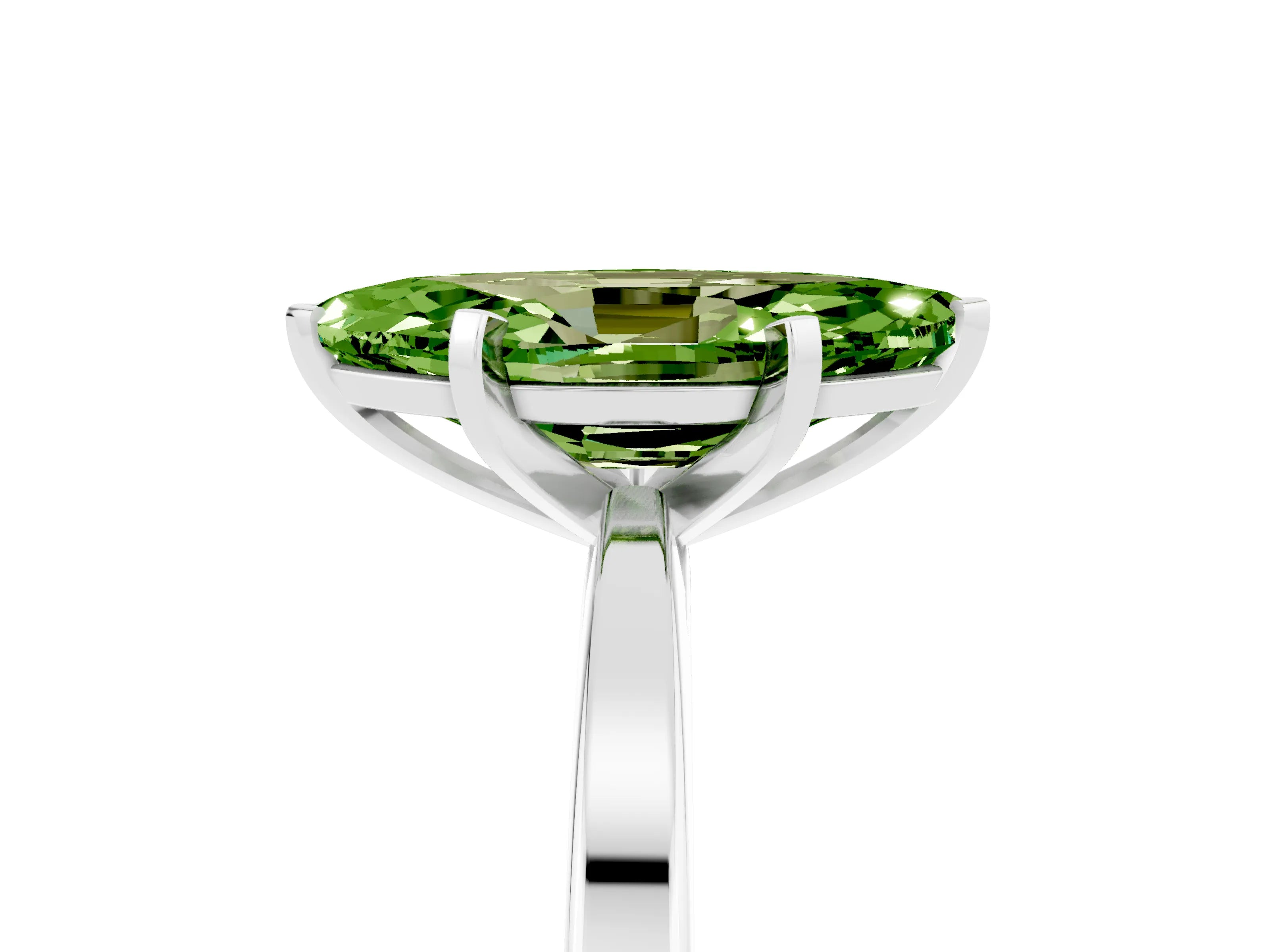 White gold Marquise Cut Peridot Solitaire Engagement Ring with Classic Band and Four-Prong Setting_29