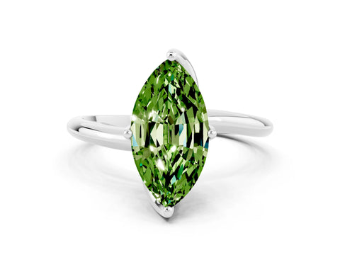 White gold Marquise Cut Peridot Solitaire Engagement Ring with Four-Prong Setting and Classic Band_12