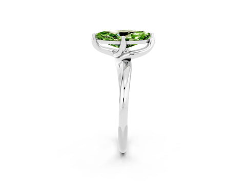 White gold Marquise Cut Peridot Solitaire Engagement Ring with Four-Prong Setting and Classic Band_14
