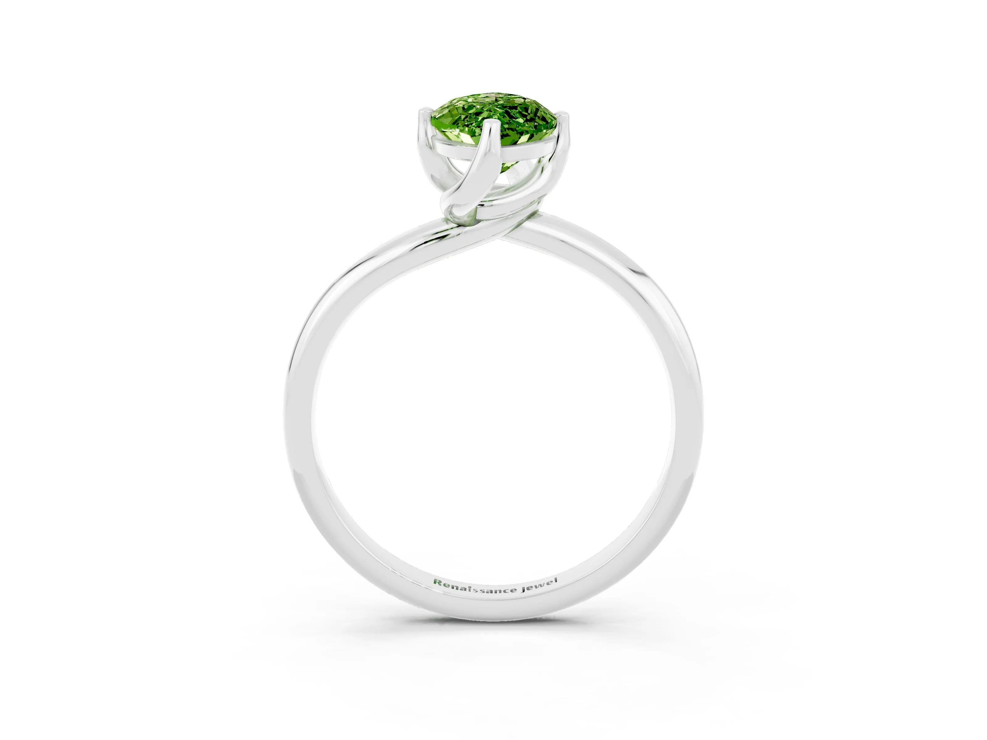 White gold Marquise Cut Peridot Solitaire Engagement Ring with Four-Prong Setting and Classic Band_15