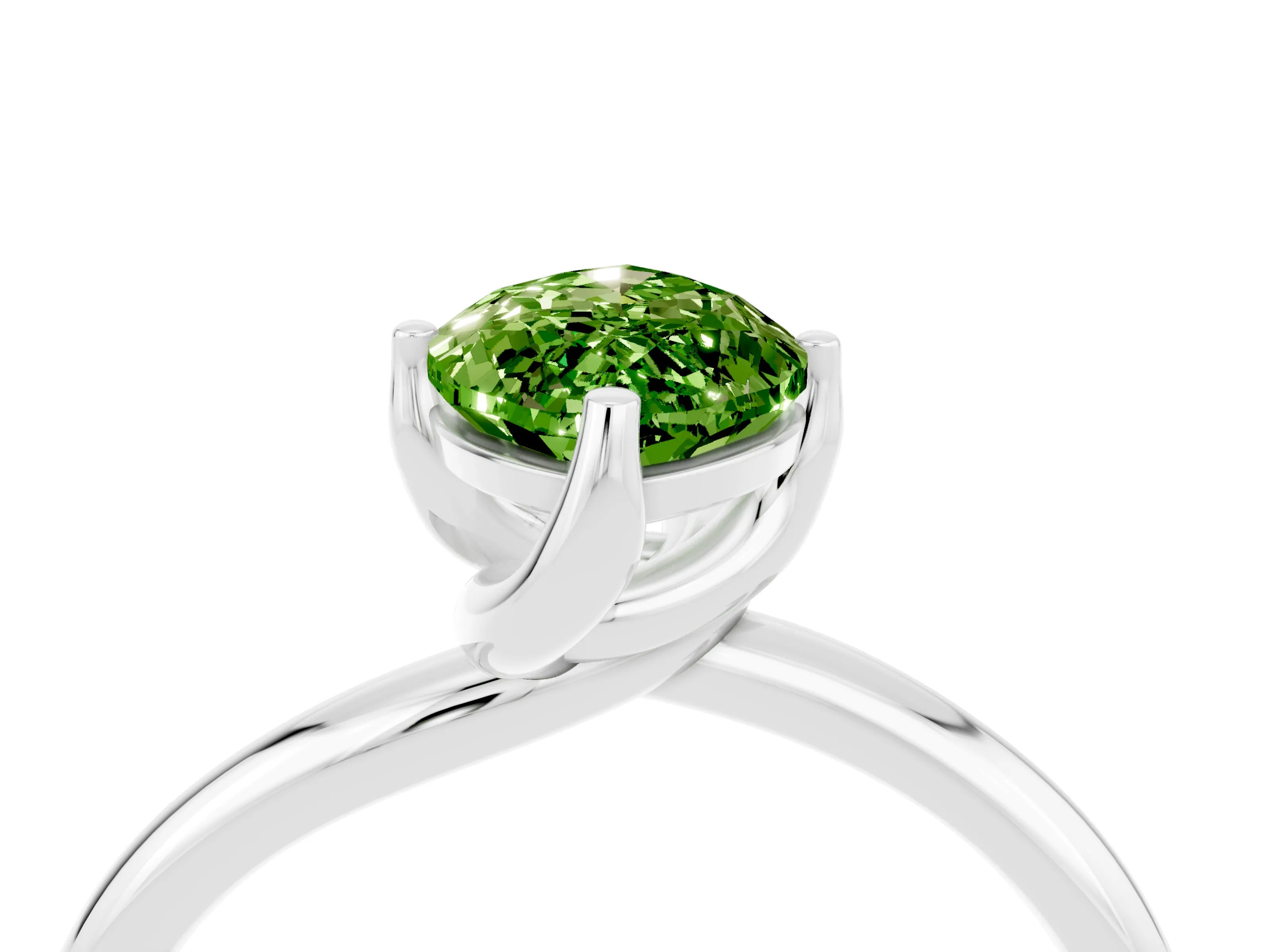 White gold Marquise Cut Peridot Solitaire Engagement Ring with Four-Prong Setting and Classic Band_16