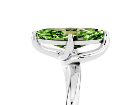 White gold Marquise Cut Peridot Solitaire Engagement Ring with Four-Prong Setting and Classic Band_17