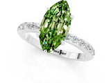 White gold Marquise Cut Peridot Solitaire Engagement Ring with Pavé Band and Four-Prong Setting_1