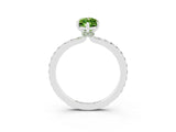 White gold Marquise Cut Peridot Solitaire Engagement Ring with Pavé Band and Four-Prong Setting_3