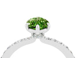 White gold Marquise Cut Peridot Solitaire Engagement Ring with Pavé Band and Four-Prong Setting_4