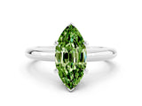 White gold Marquise Cut Peridot Solitaire Engagement Ring with Round Band and Four-Prong Setting