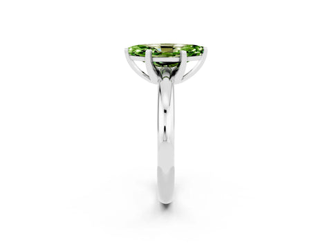 White gold Marquise Cut Peridot Solitaire Engagement Ring with Round Band and Four-Prong Setting_2