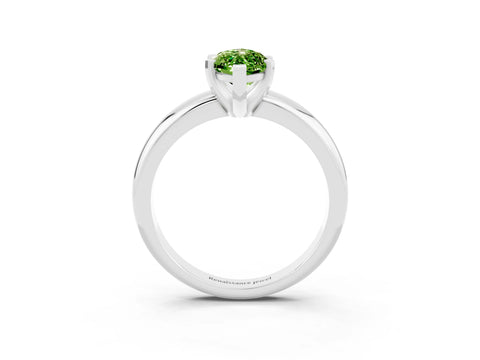 White gold Marquise Cut Peridot Solitaire Engagement Ring with Round Band and Four-Prong Setting_3