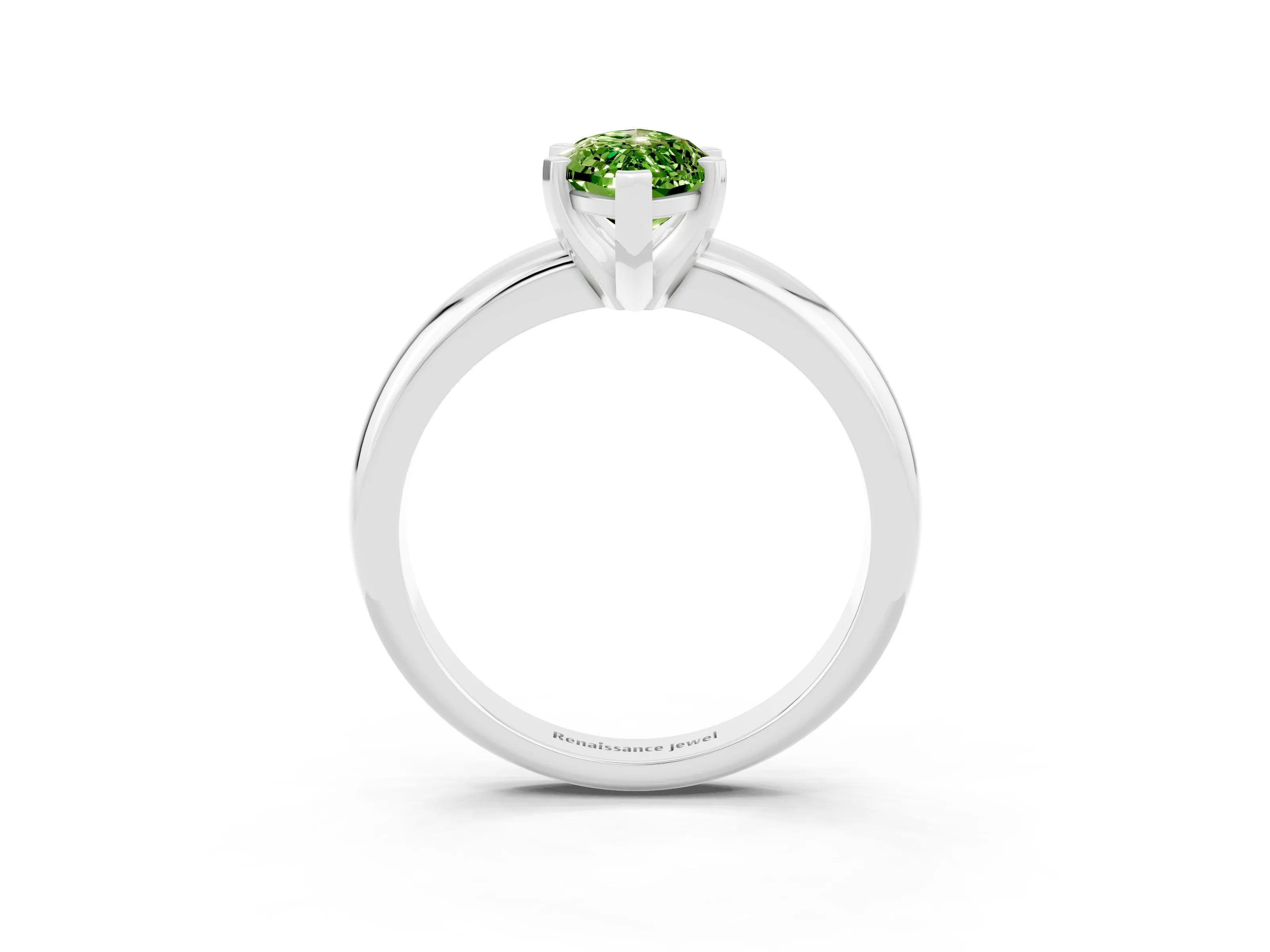 White gold Marquise Cut Peridot Solitaire Engagement Ring with Round Band and Four-Prong Setting_3