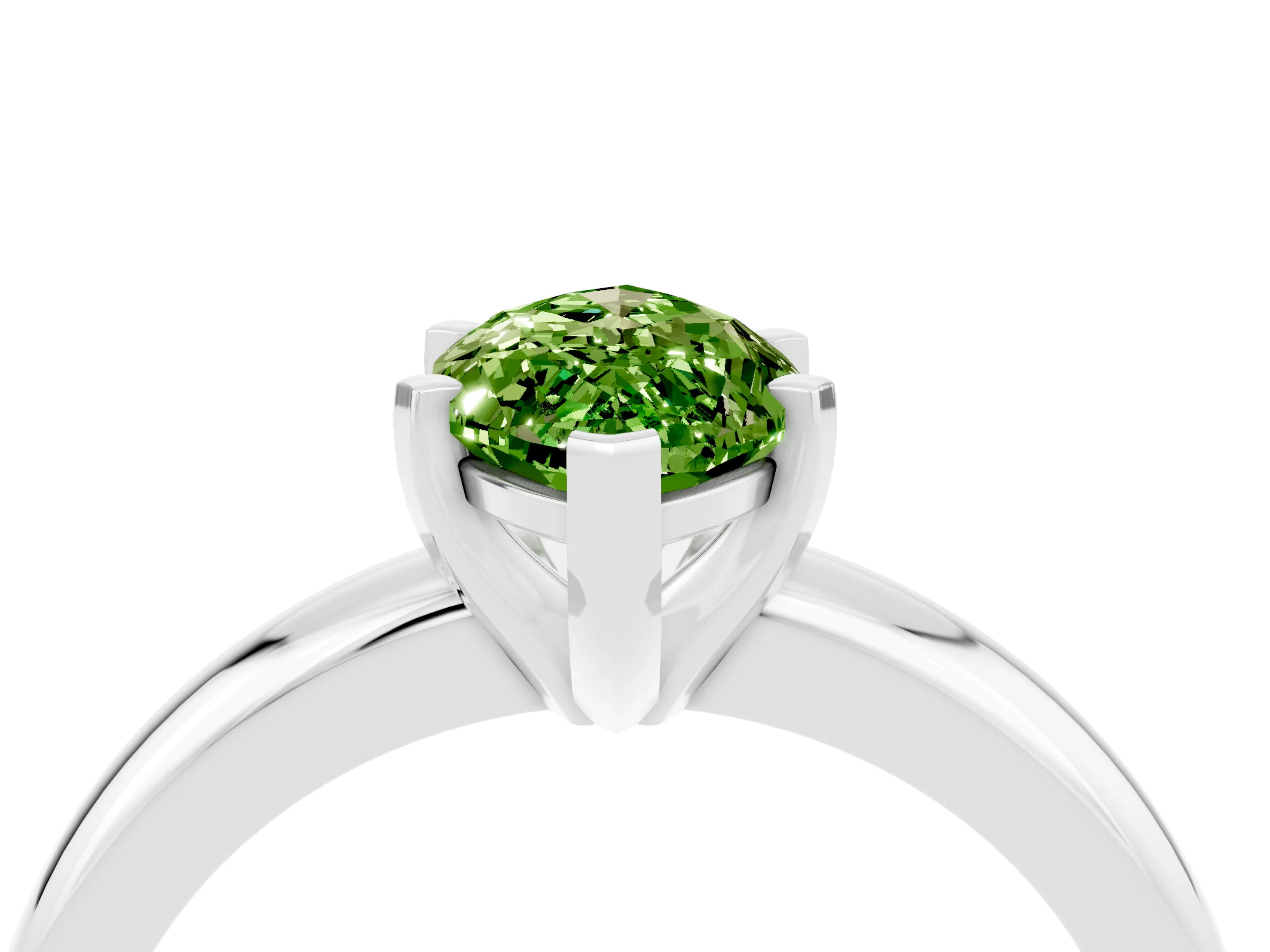 White gold Marquise Cut Peridot Solitaire Engagement Ring with Round Band and Four-Prong Setting_4
