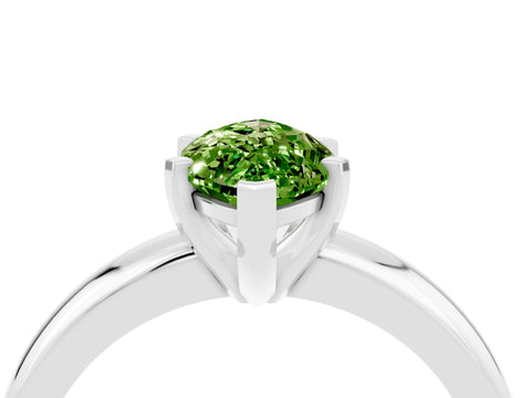 White gold Marquise Cut Peridot Solitaire Engagement Ring with Round Band and Four-Prong Setting_4