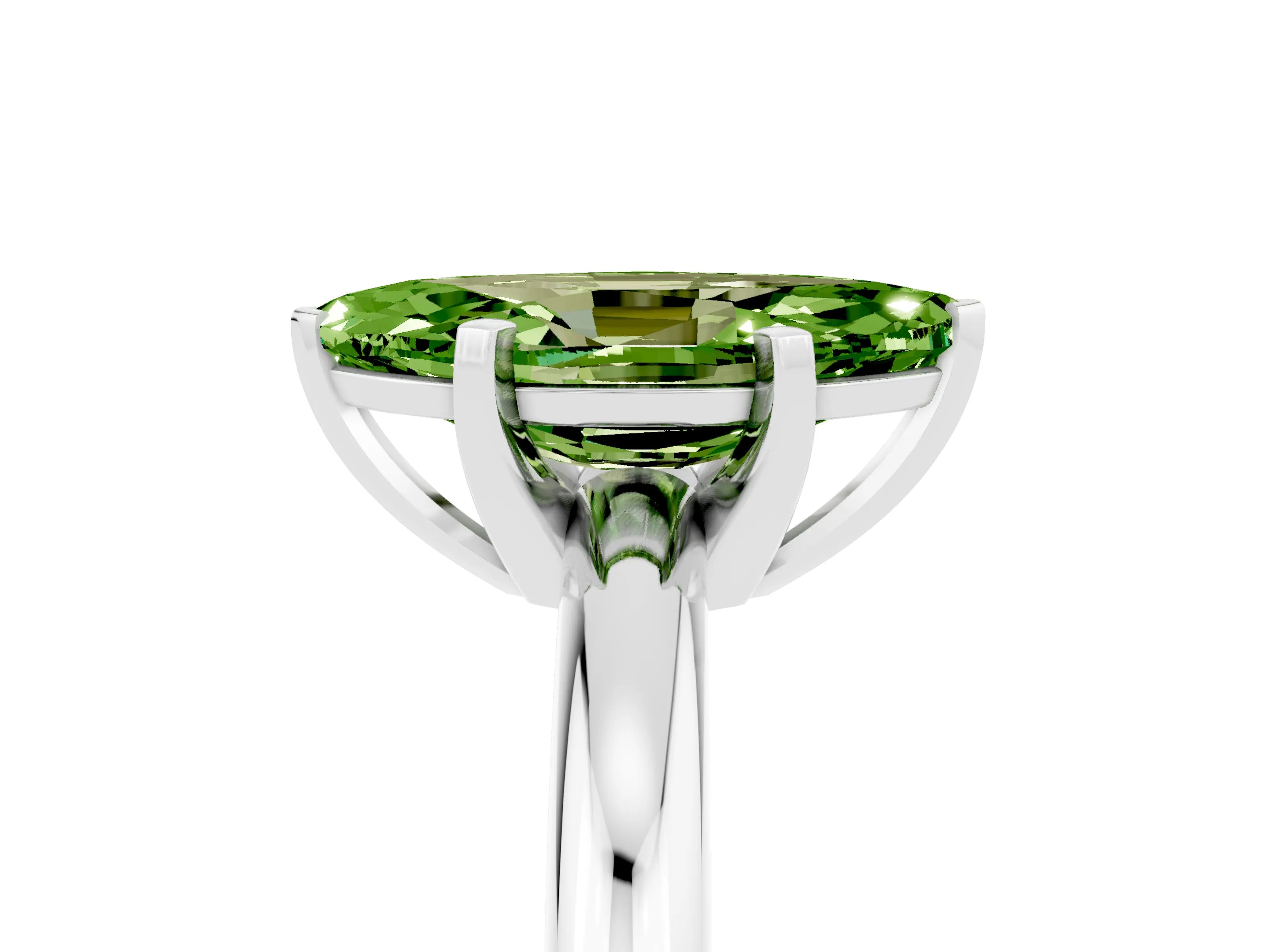 White gold Marquise Cut Peridot Solitaire Engagement Ring with Round Band and Four-Prong Setting_5