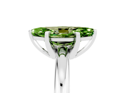 White gold Marquise Cut Peridot Solitaire Engagement Ring with Round Band and Four-Prong Setting_5