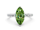 White gold Marquise Cut Peridot Solitaire Pavé Band with Four-Prong Setting