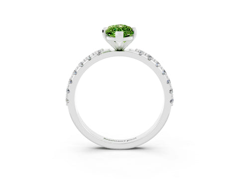 White gold Marquise Cut Peridot Solitaire Pavé Band with Four-Prong Setting_3