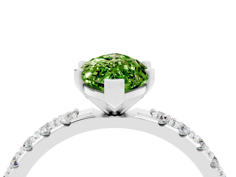 White gold Marquise Cut Peridot Solitaire Pavé Band with Four-Prong Setting_4
