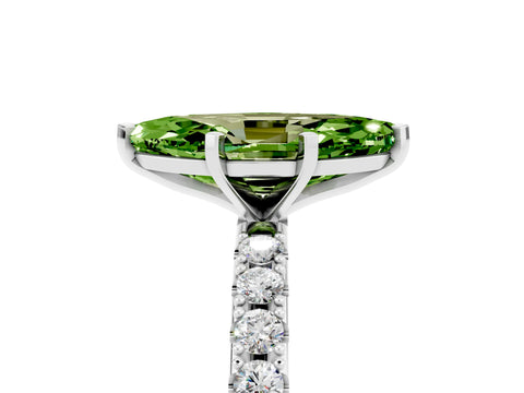 White gold Marquise Cut Peridot Solitaire Pavé Band with Four-Prong Setting_5