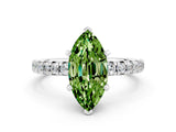 White gold Marquise Cut Peridot Solitaire Pavé Engagement Ring with Round Band and Prong Setting_13