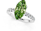 White gold Marquise Cut Peridot Solitaire Pavé Engagement Ring with Round Band and Prong Setting_13
