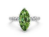 White gold Marquise Cut Peridot Solitaire Pavé Engagement Ring with Round Band and Prong Setting_78