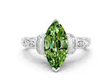 White gold Marquise Cut Peridot Solitaire Ring with Filigree Band and Four-Prong Setting_24