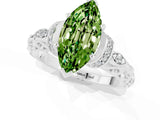 White gold Marquise Cut Peridot Solitaire Ring with Filigree Band and Four-Prong Setting_25