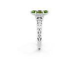White gold Marquise Cut Peridot Solitaire Ring with Filigree Band and Four-Prong Setting_26