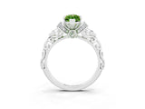 White gold Marquise Cut Peridot Solitaire Ring with Filigree Band and Four-Prong Setting_27
