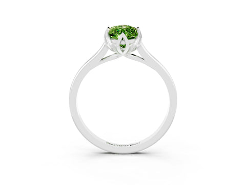 White gold Marquise Cut Peridot Solitaire Ring with Flower Prong Setting and Classic Band_15