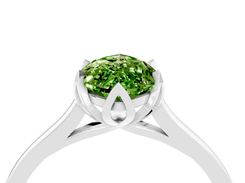 White gold Marquise Cut Peridot Solitaire Ring with Flower Prong Setting and Classic Band_16