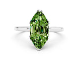 White gold Marquise Cut Peridot Solitaire Ring with Flower Prong Setting and Classic Band_24