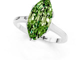 White gold Marquise Cut Peridot Solitaire Ring with Flower Prong Setting and Classic Band_49