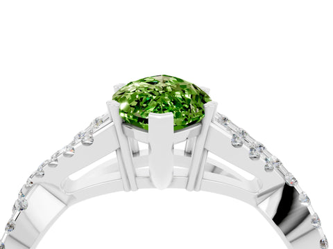 White gold Marquise Cut Peridot Solitaire Ring with Four-Prong Setting and Twisted Pavé Band_4
