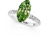 White gold Marquise Cut Peridot Solitaire Ring with Pavé Accents and Four-Prong Setting_1