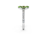 White gold Marquise Cut Peridot Solitaire Ring with Pavé Accents and Four-Prong Setting_2
