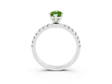 White gold Marquise Cut Peridot Solitaire Ring with Pavé Accents and Four-Prong Setting_3