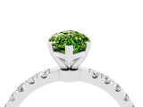 White gold Marquise Cut Peridot Solitaire Ring with Pavé Accents and Four-Prong Setting_4