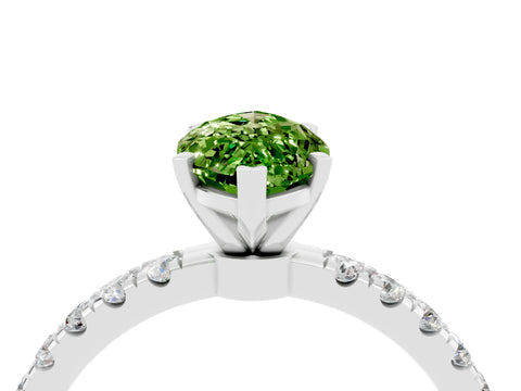 White gold Marquise Cut Peridot Solitaire Ring with Pavé Accents and Four-Prong Setting_4